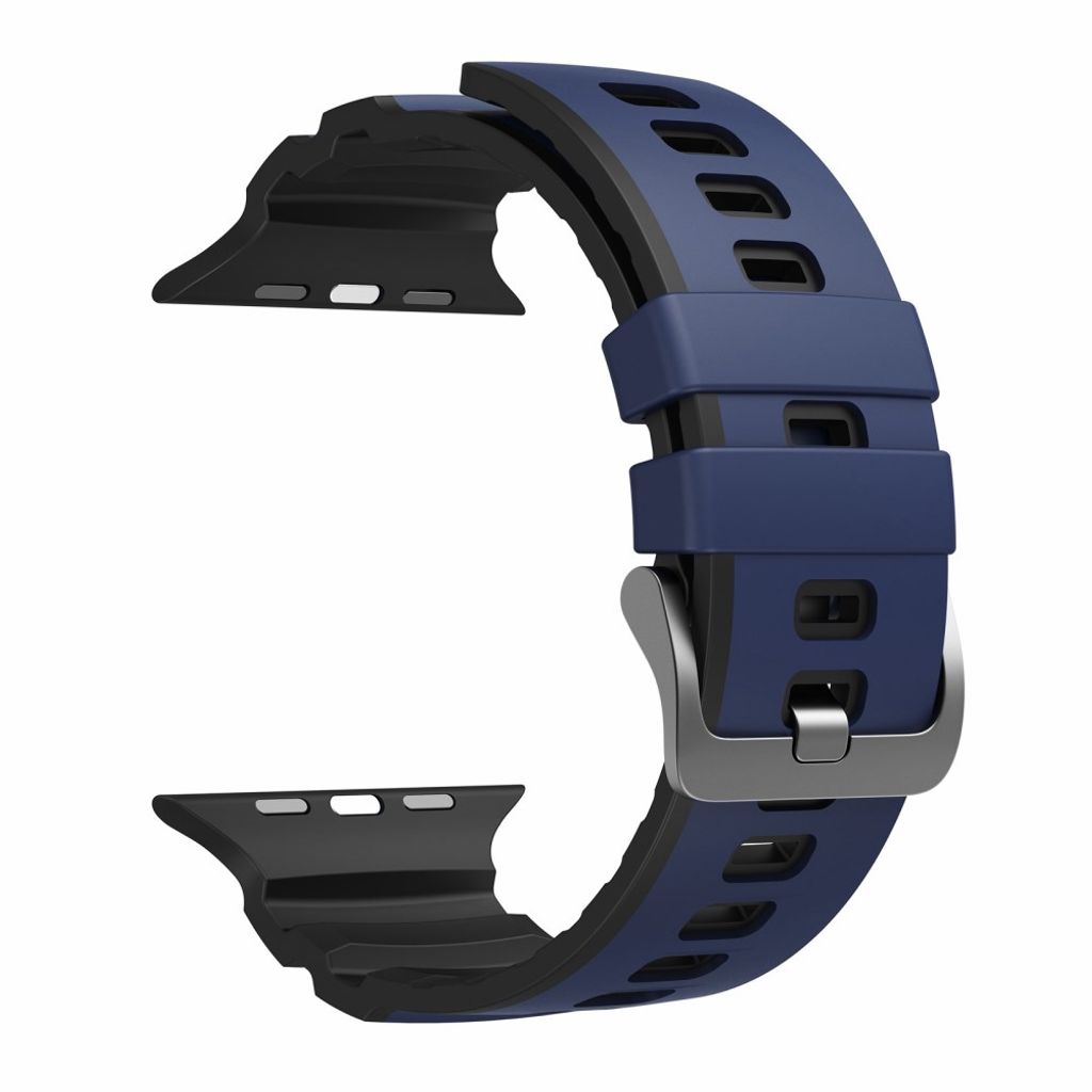 Apple Watch 49/46/44/42mm Tvåfärgat Klockarmband Silikon - Blå/Svart