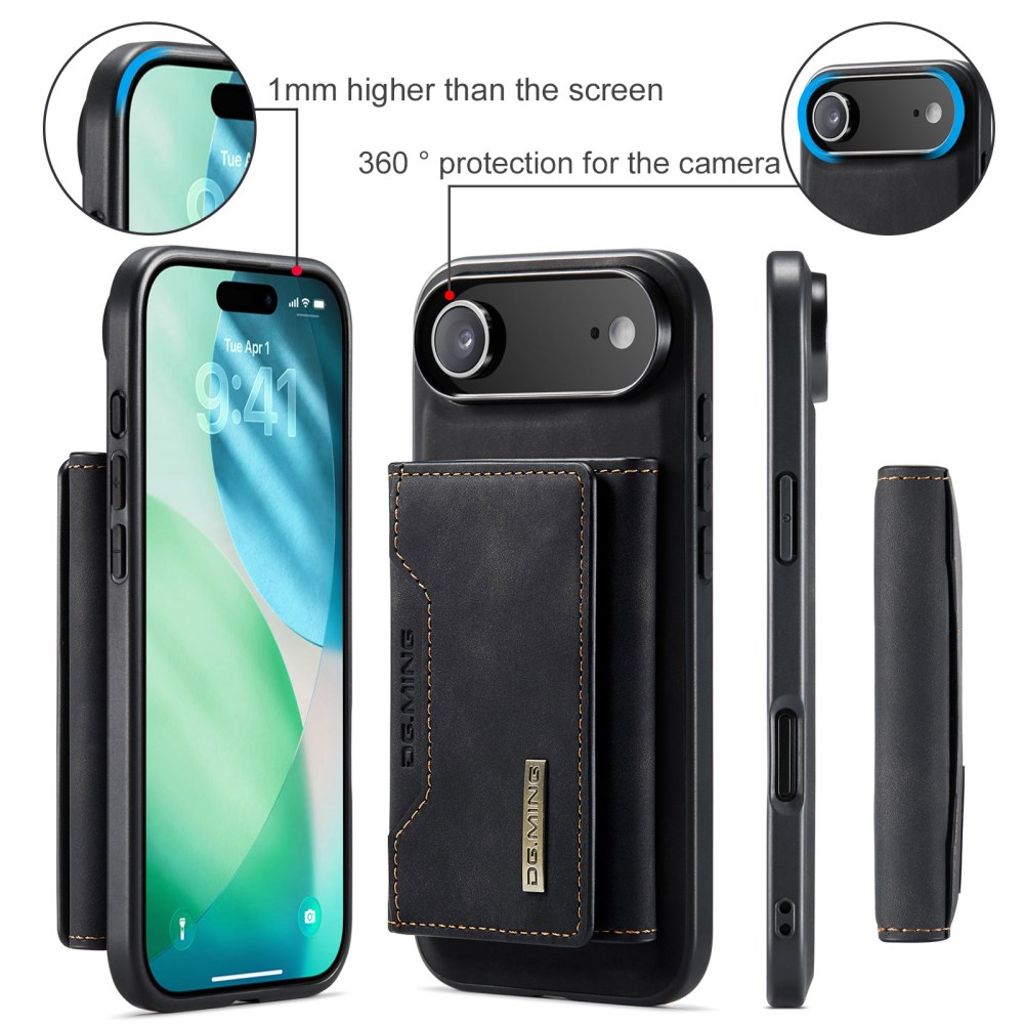 DG.MING iPhone Air Kuori Lompakko - Musta