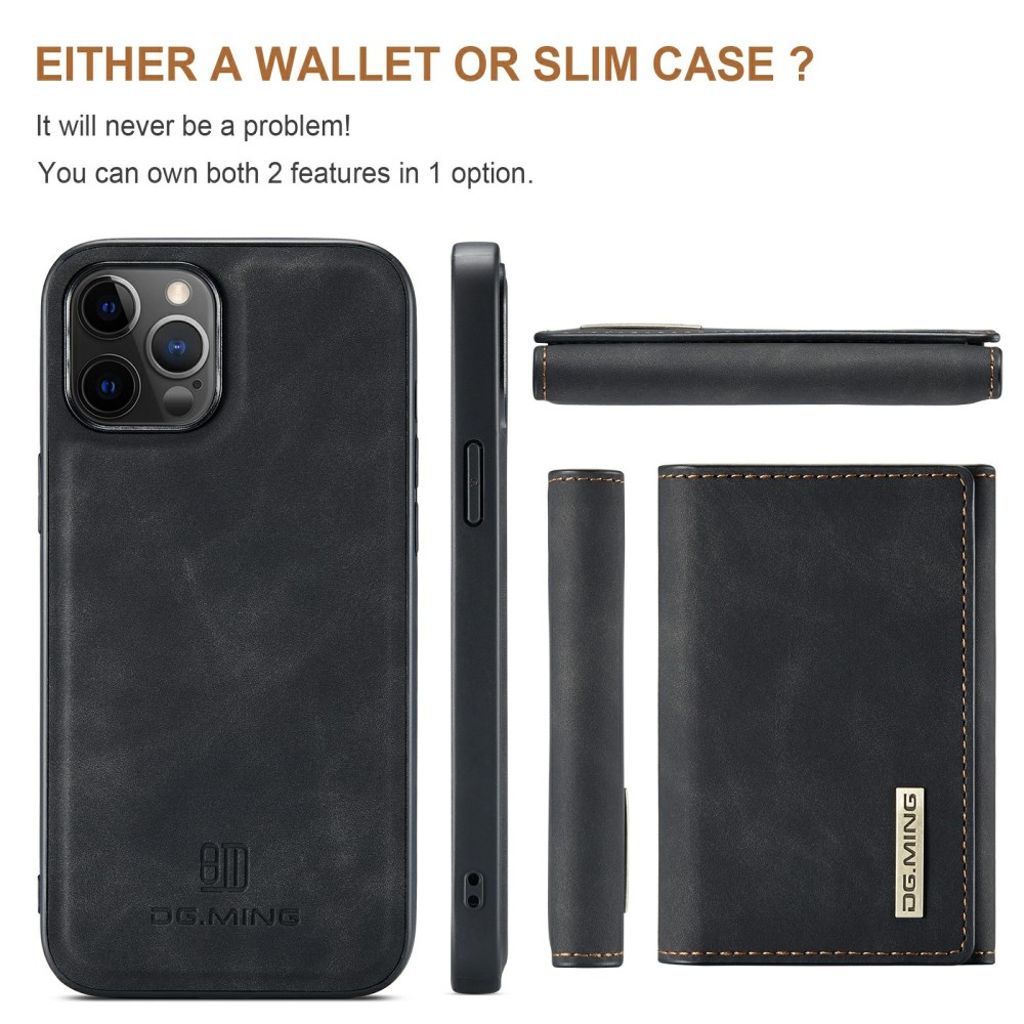 DG.MING iPhone 13 mini Wallet Case with Kickstand – Black