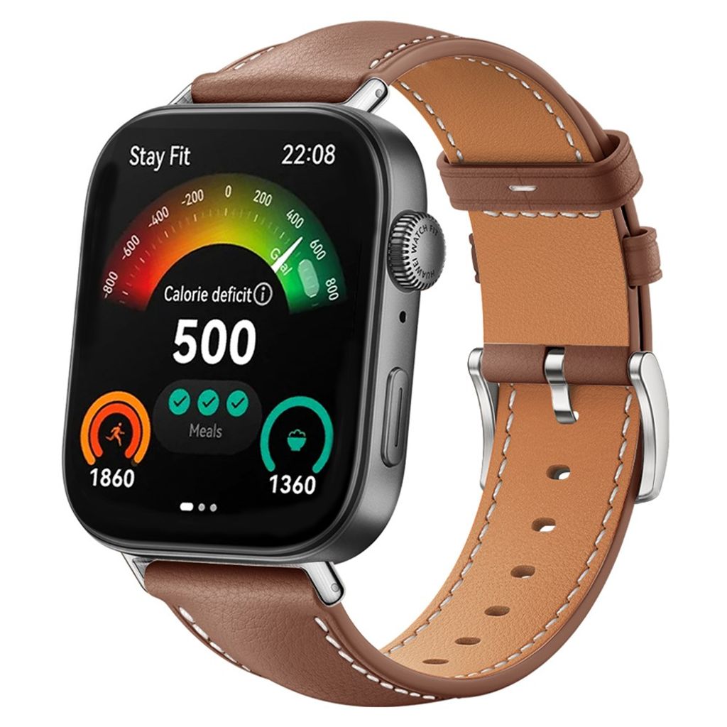 Huawei Watch Fit 3/4 Kellonranneke aitoa nahkaa - Ruskea