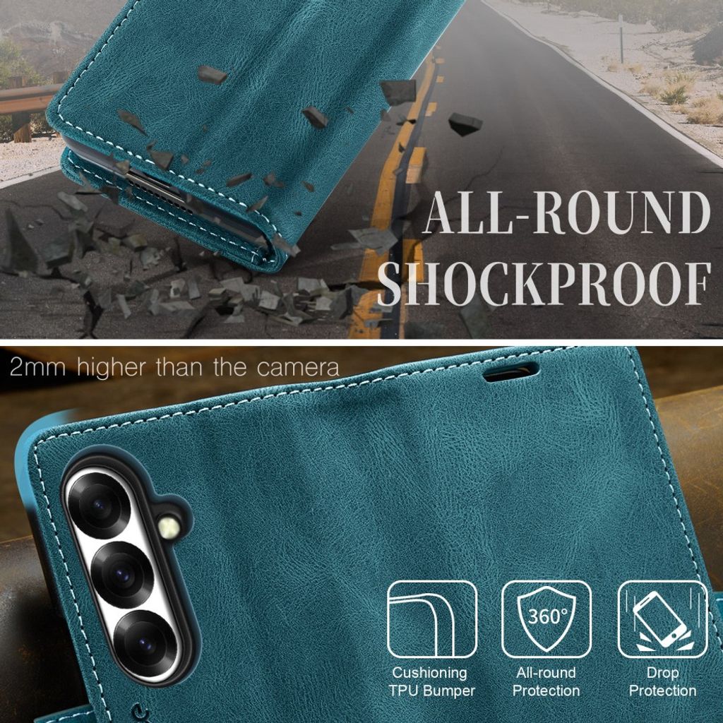 AUTSPACE Samsung Galaxy Z Fold8 Ultra Flip Cover med RFID blokering - Blå