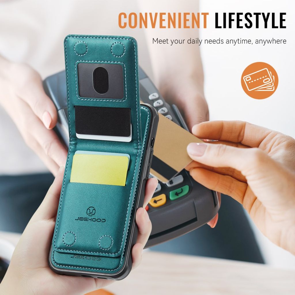 JEEHOOD iPhone 11 Pro Max Plånboksskal MagSafe RFID-blockerande – Blå