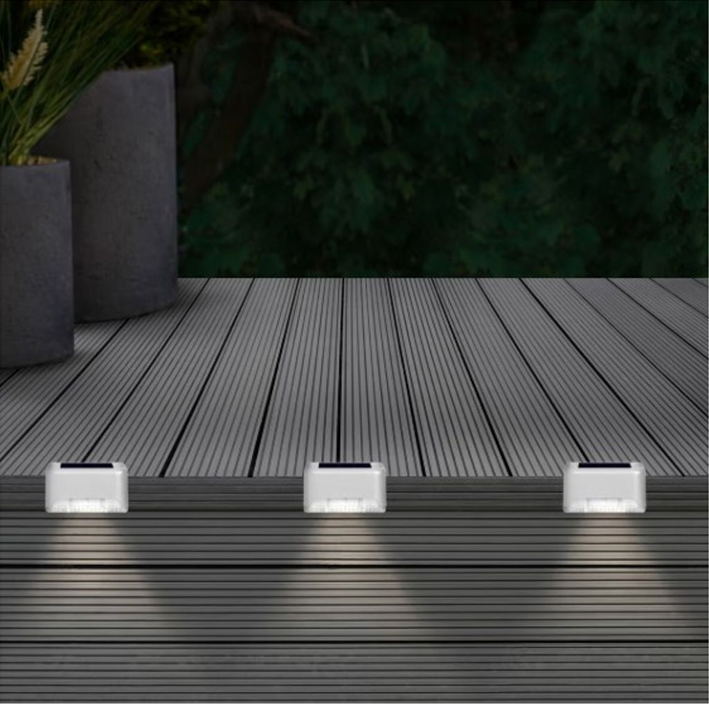 Solcellebelysning for rekkverk, 3-pakning hvit