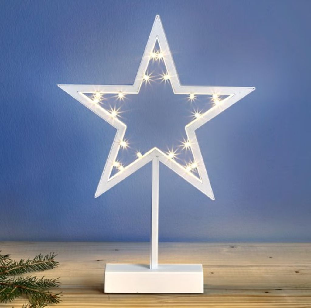 Batteridrevet LED-lysestage Stjerne med Timer 39x26cm
