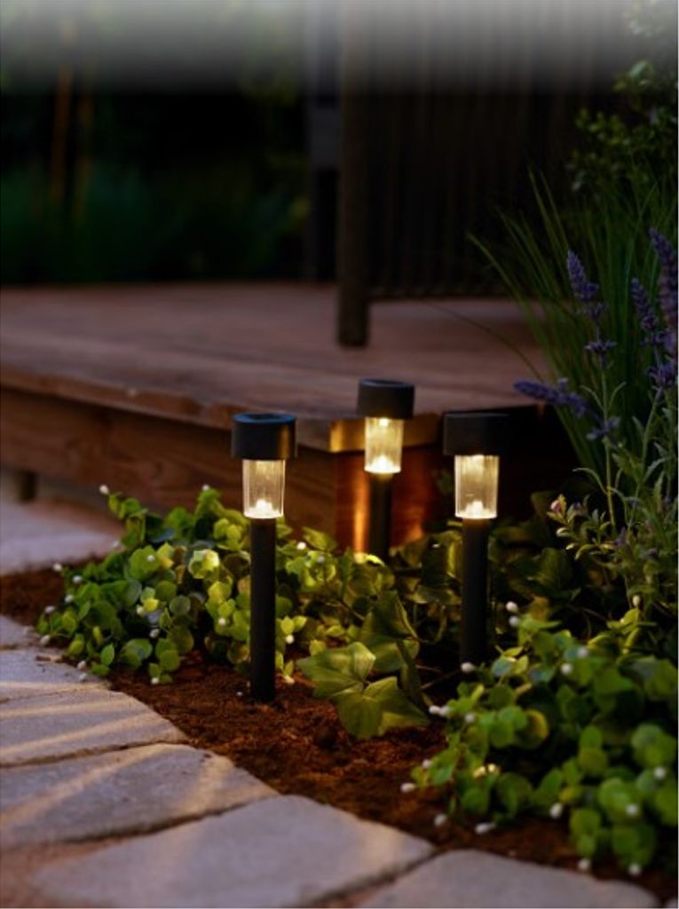 Aurinkokennovalaisimet maapiikillä kukkapenkkiin ja kulkuväylille, 3 kpl - musta