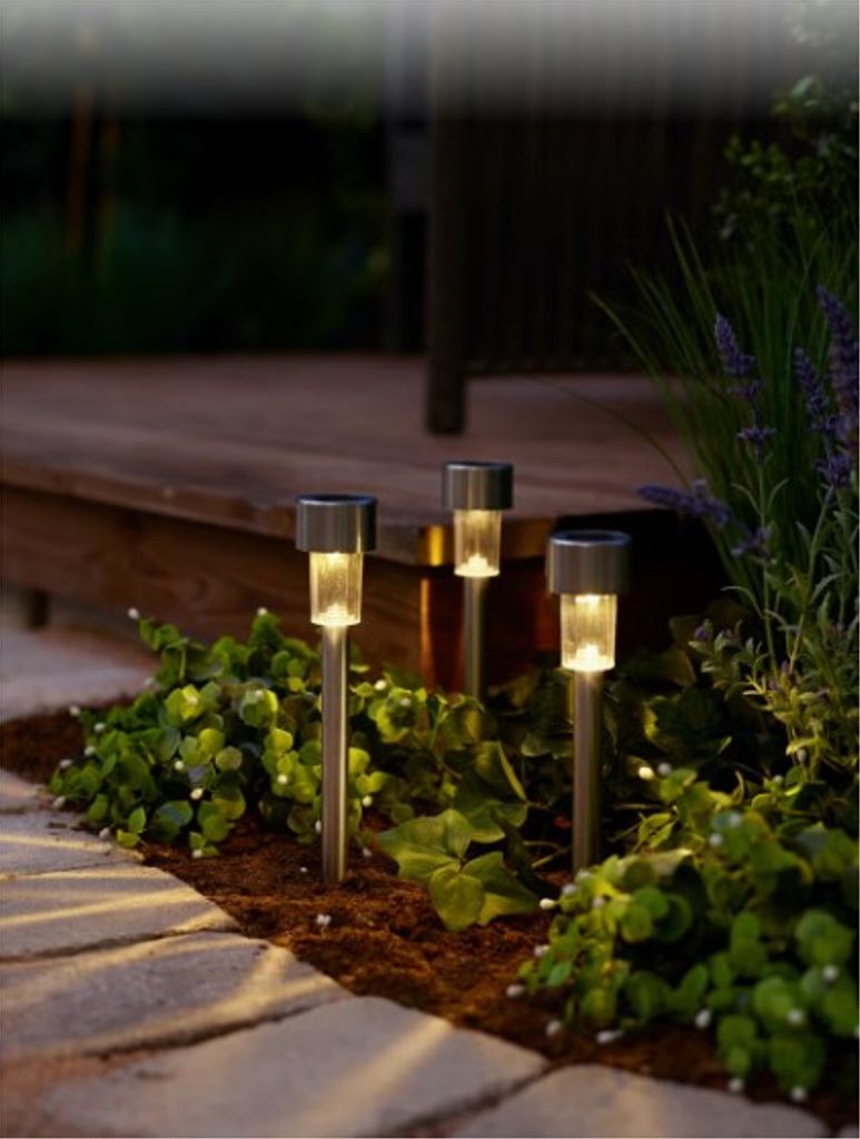 Aurinkokennovalaisimet maapiikillä kukkapenkkiin ja kulkuväylille, 3 kpl – teräksen värinen