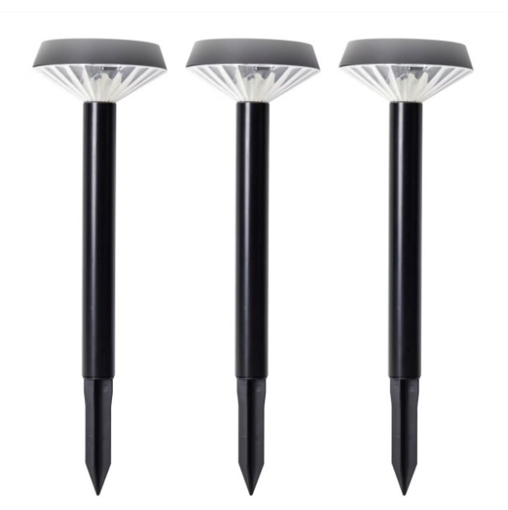 Aurinkokennovalaisimet maapiikillä 30 cm puutarhaan, 3 kpl – musta