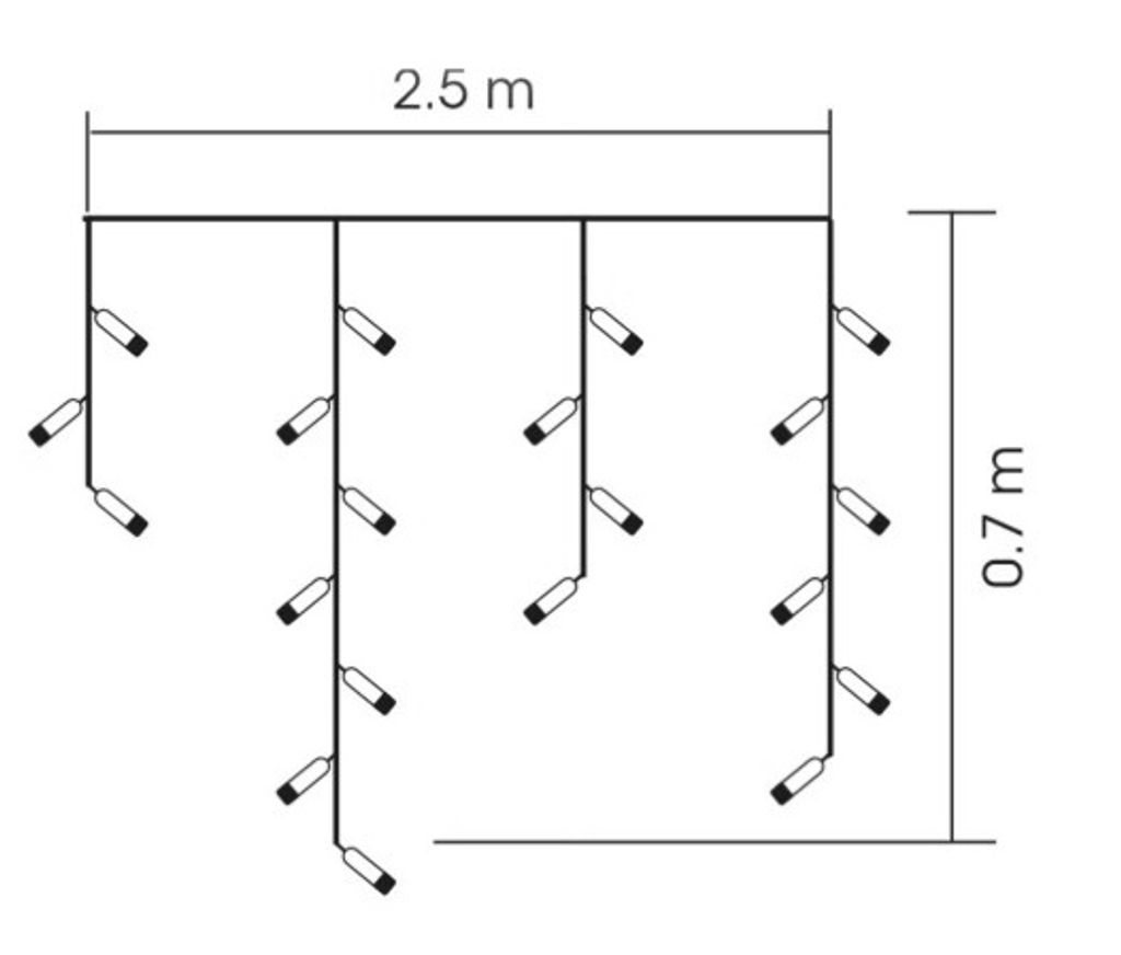 Verlenging LED IJspegelverlichting Warmwit 100 LED 2,5m