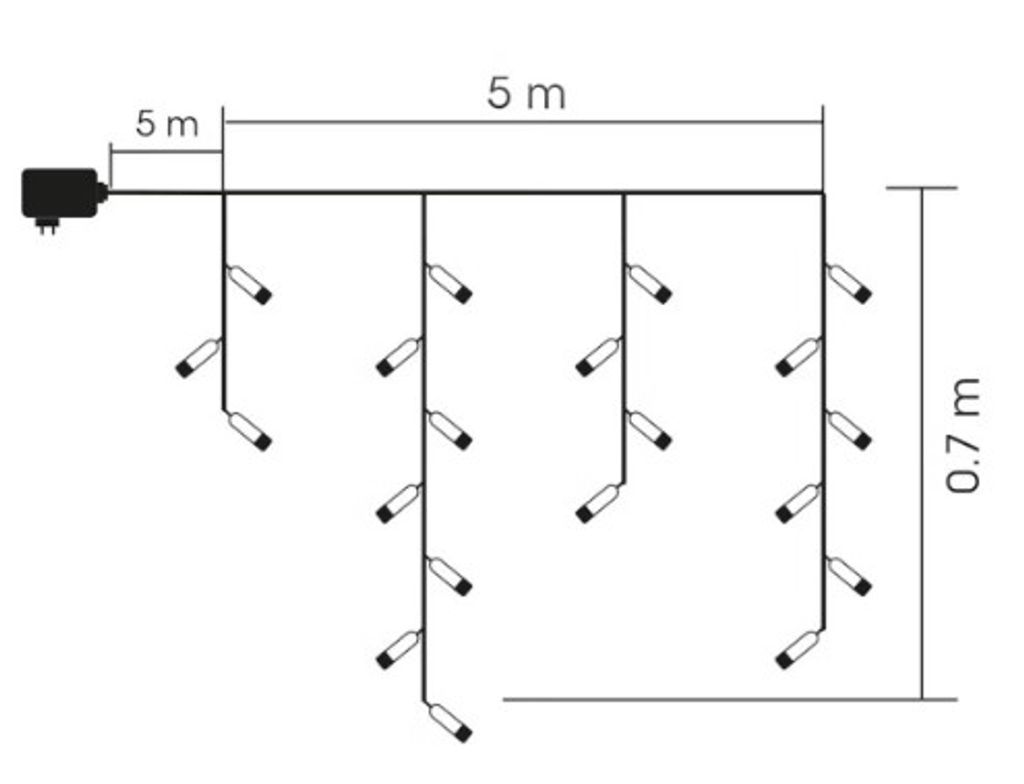 LED Istappsslinga Varmvit 200 LED 5m Utbyggbar