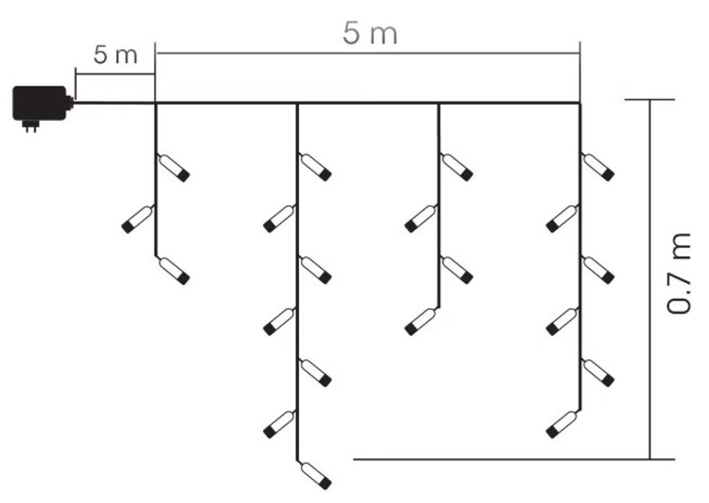 LED IJspegelverlichting Warmwit 200 LED 5m Fonkelend Uitbreidbaar