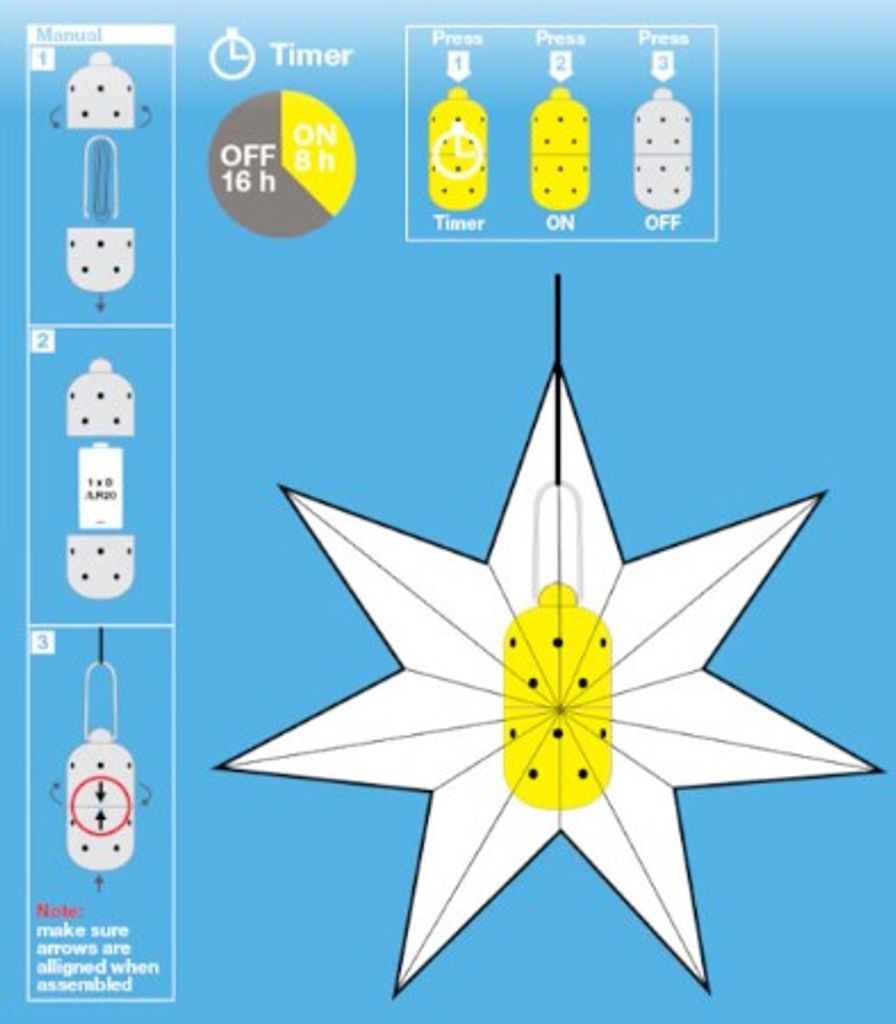LED Lichtbron voor Adventsster 25lm op Batterijen met Timer