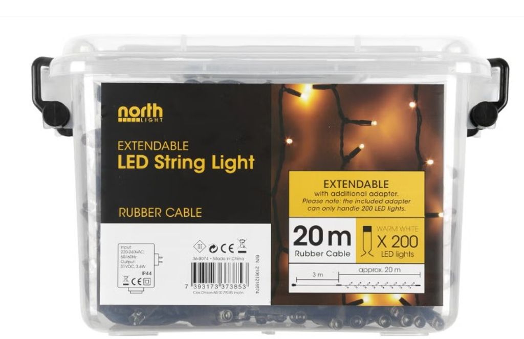 LED Pro Lysslynge Varmhvit 200 LED 19,9m Utbyggbar