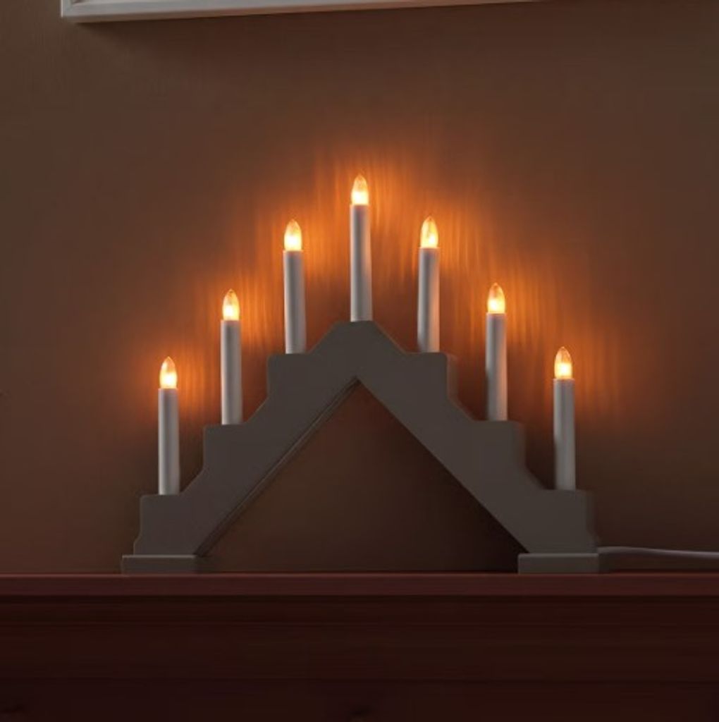 Northlight Anna Adventslysestake i Tre Rød 7 Lys 38x31cm