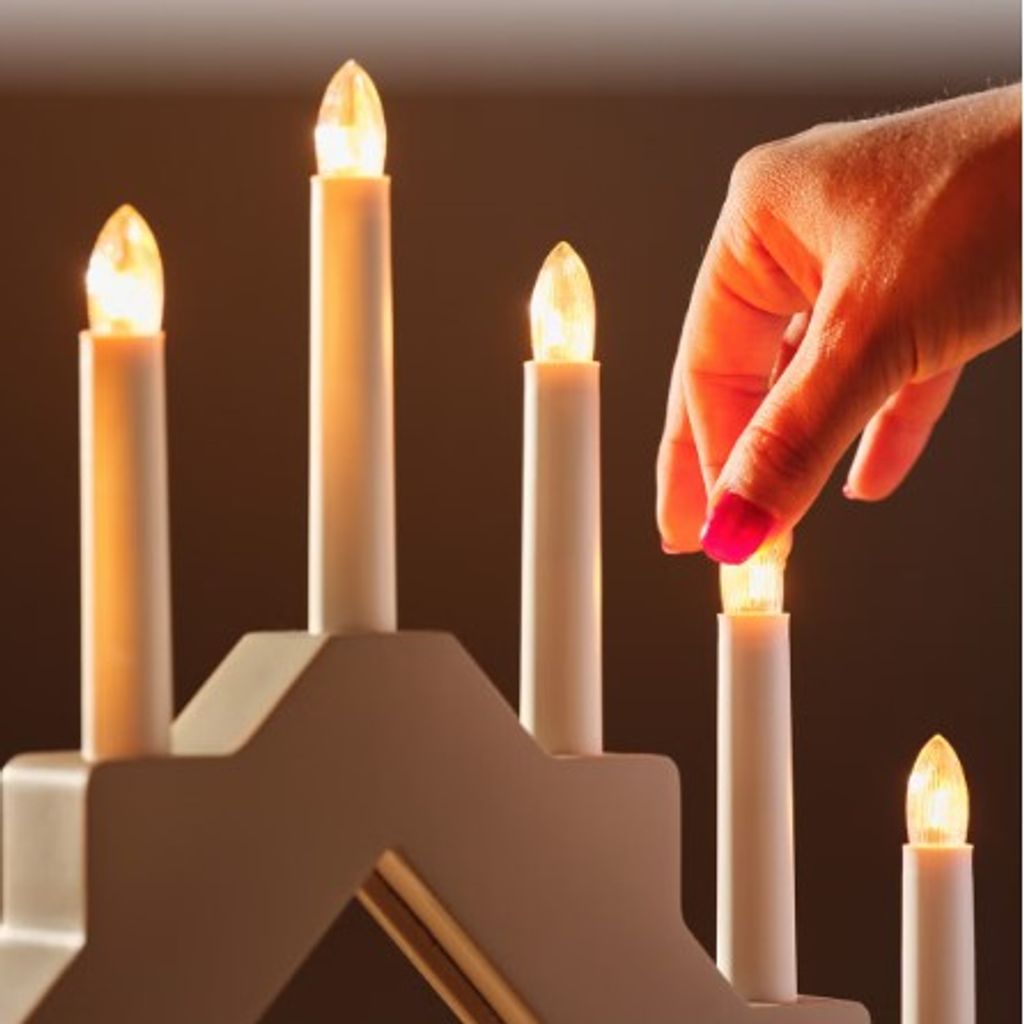 Northlight Anna Houten Adventskandelaar Wit 7 Lichtjes 38x31cm