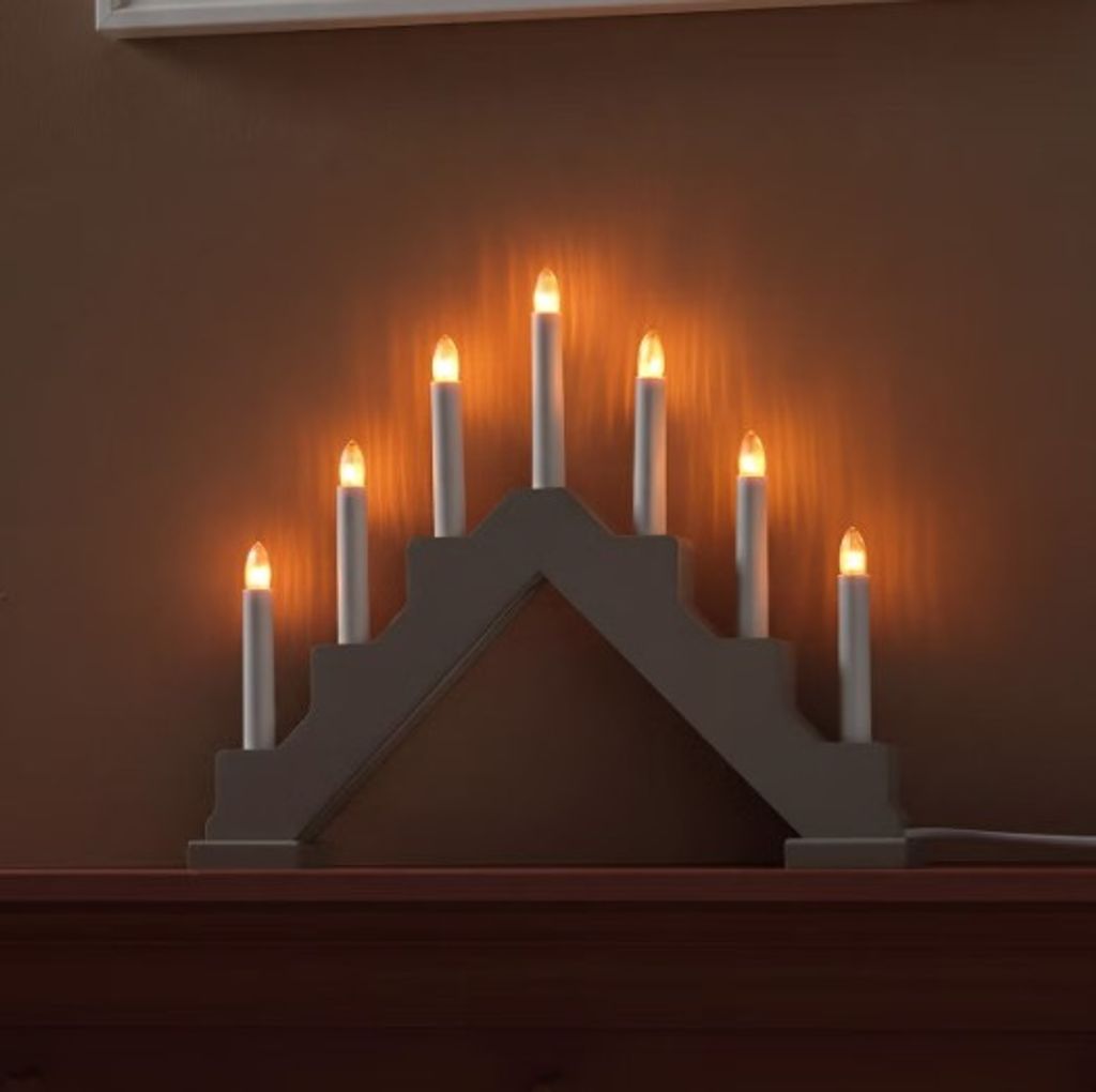 Northlight Anna Houten Adventskandelaar Wit 7 Lichtjes 38x31cm