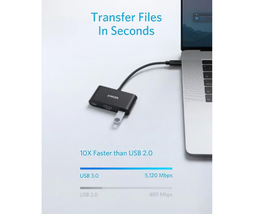 Anker PowerExpand USB-C til USB-C / HDMI / USB-A videoadapter - sort