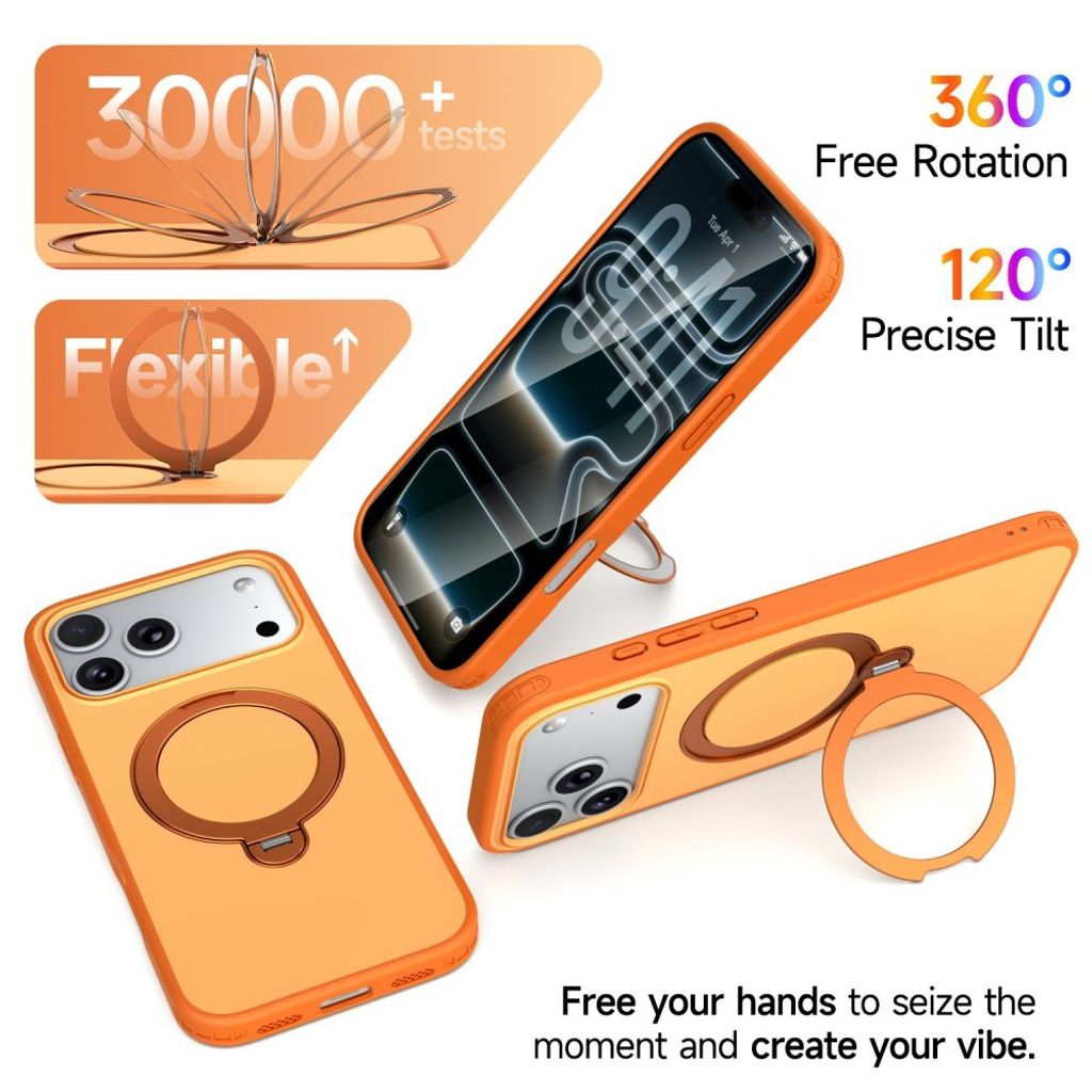 iPhone 18 Pro Max/17 Pro Max MagSafe Skal med Stativ - Orange