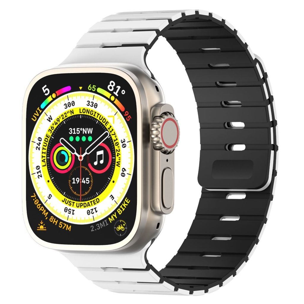 Apple Watch 49/46/44/42mm Tvåfärgat Klockarmband Silikon - Vit/Svart