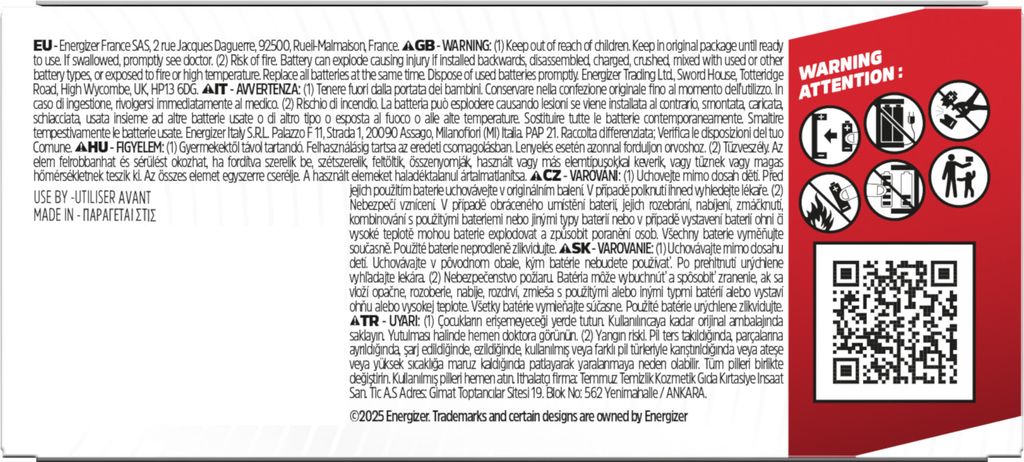 Energizer Lithium Photo CR123A 3V lithiumbatterij - verpakking van 10 stuks