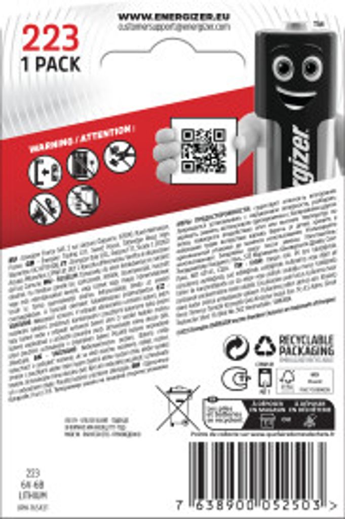 Energizer Lithium Photo 223 6V – 1-pack