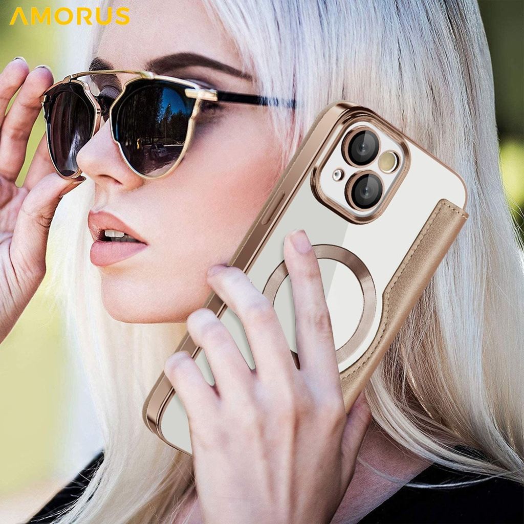 AMORUS iPhone 15 Plus Kotelo MagSafe - Kulta