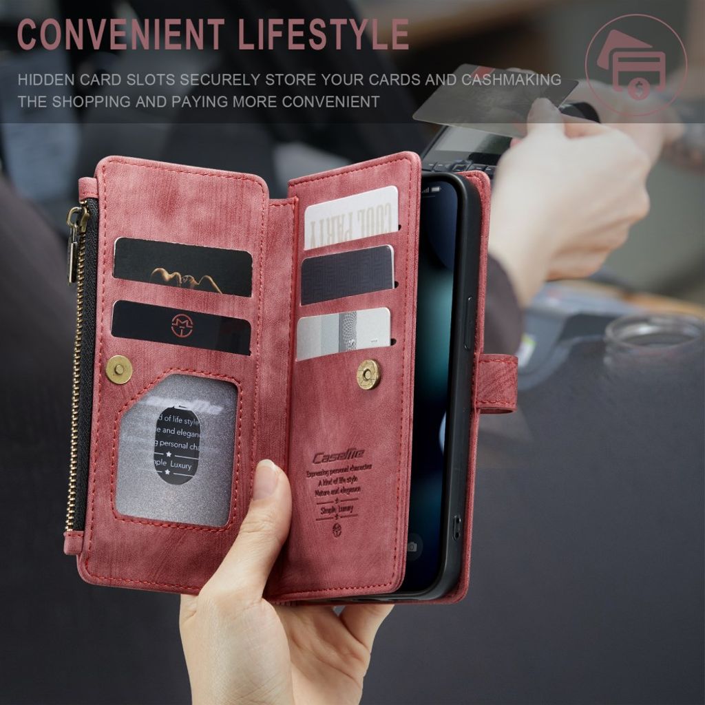 CASEME iPhone 13 Pro Lompakkokotelo Kortin haltija - Punainen