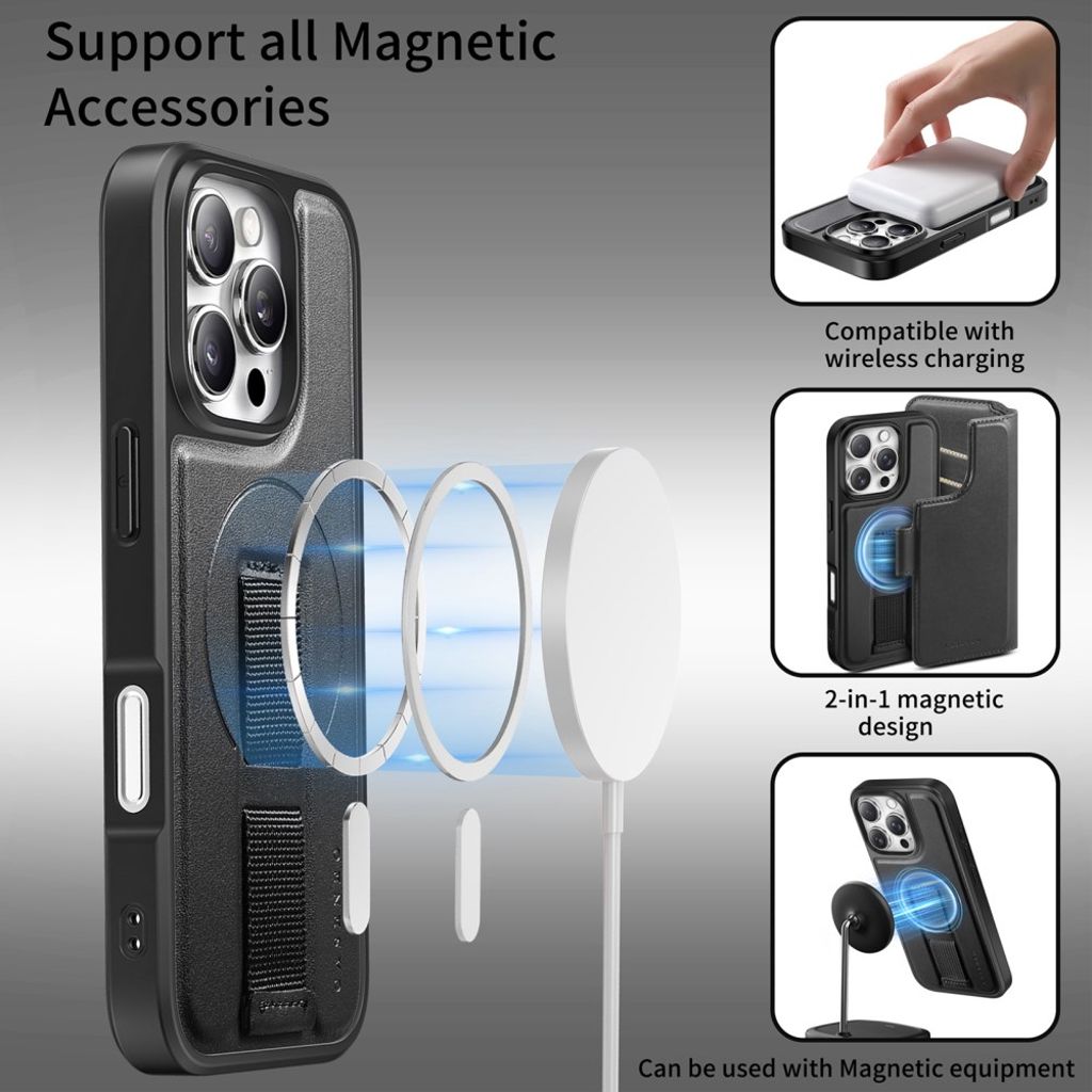 CASENEO iPhone 16 Pro Max Wallet Cover Magnetic – Black