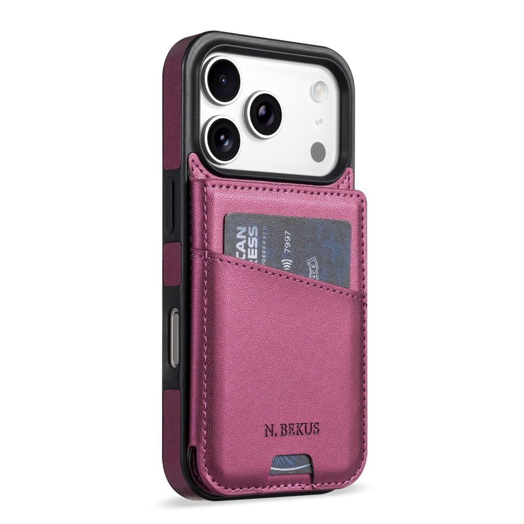 N.BEKUS iPhone 18 Pro/17 Pro Lompakkokuori RFID-suojauksella - Tummanvioletti