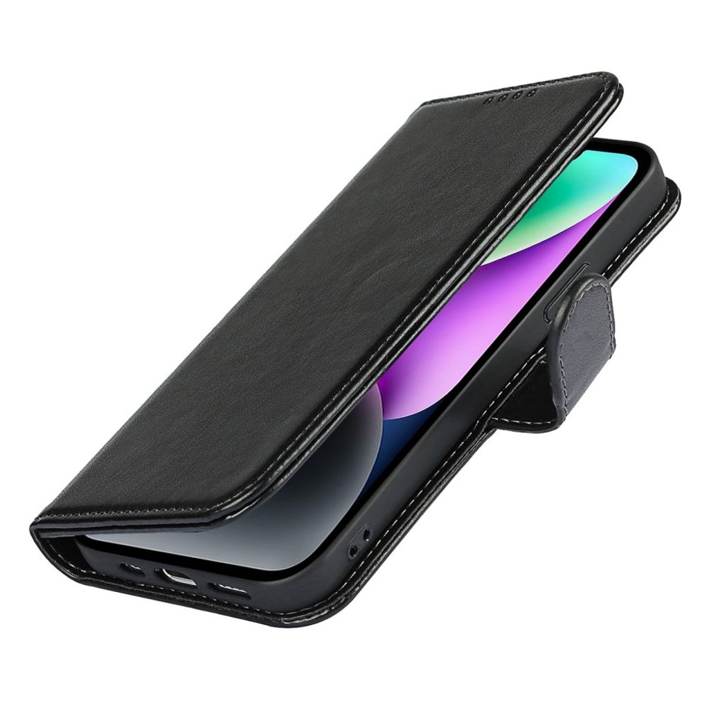 iPhone 14 Plus Lommeboketui Stativ PU-lær - Svart