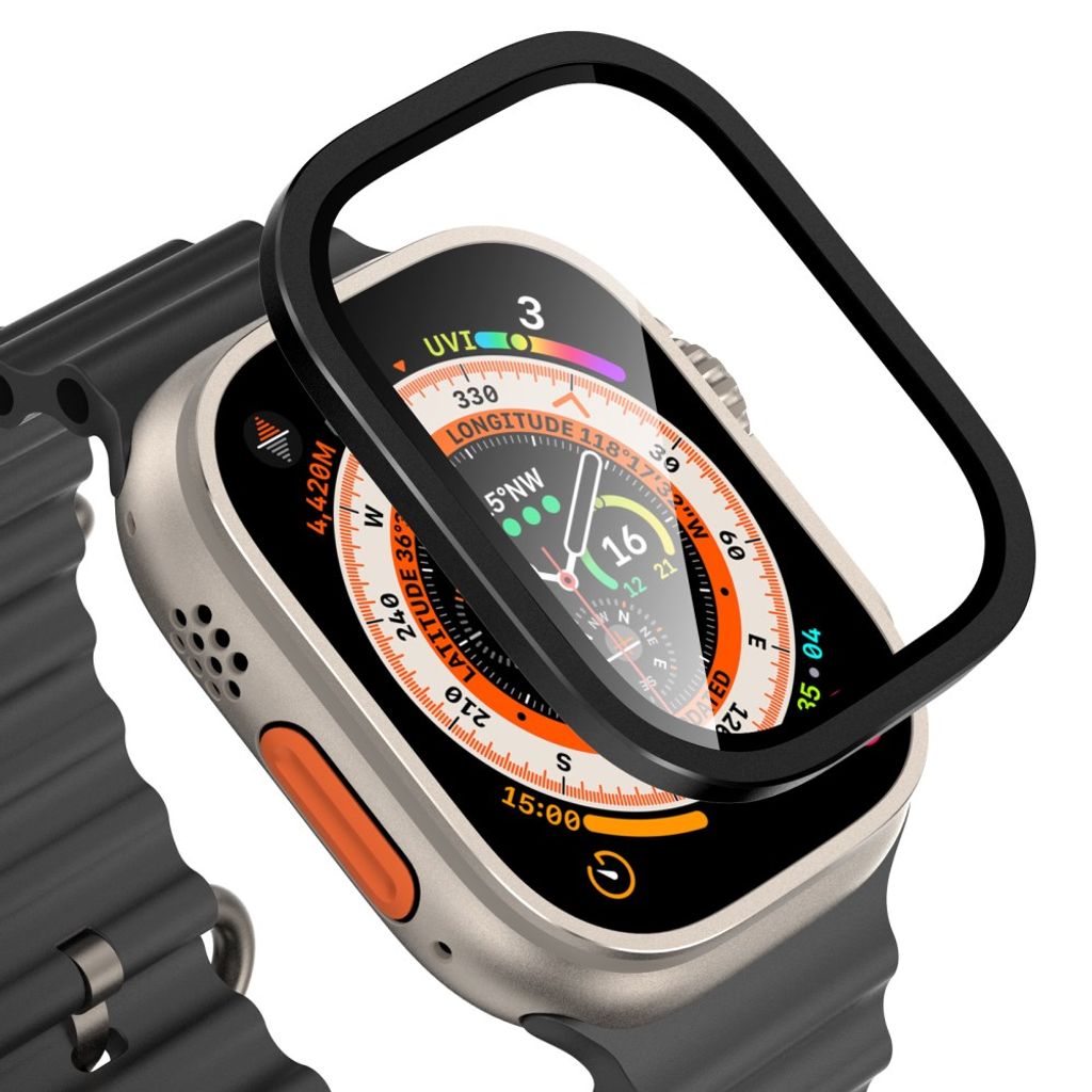 Apple Watch Ultra 3/Ultra 2/Ultra 49 mm skjermbeskytter i herdet glass – svart