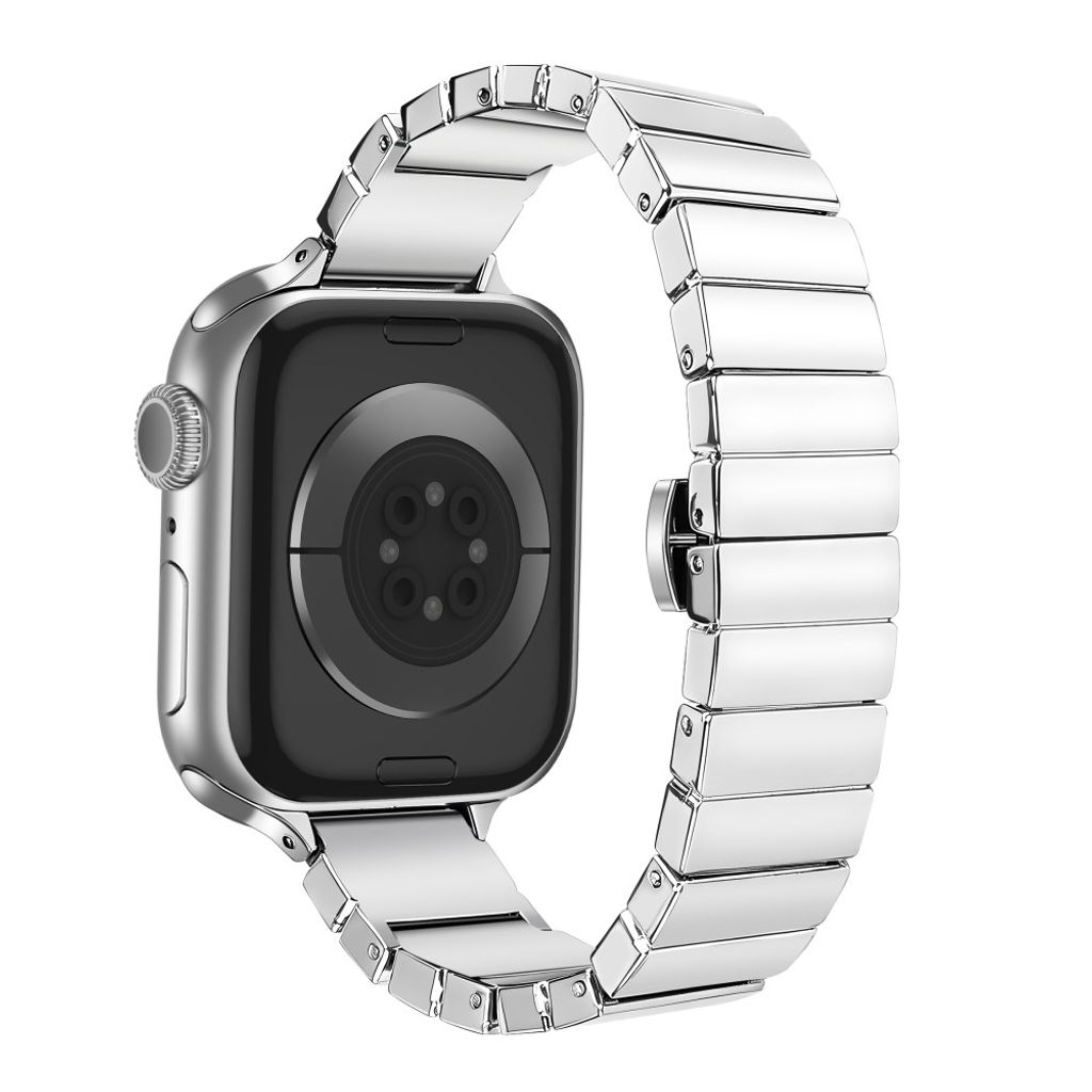 Apple Watch 42/41/40/38mm Klockarmband i rostfritt stål med glitter - Silver