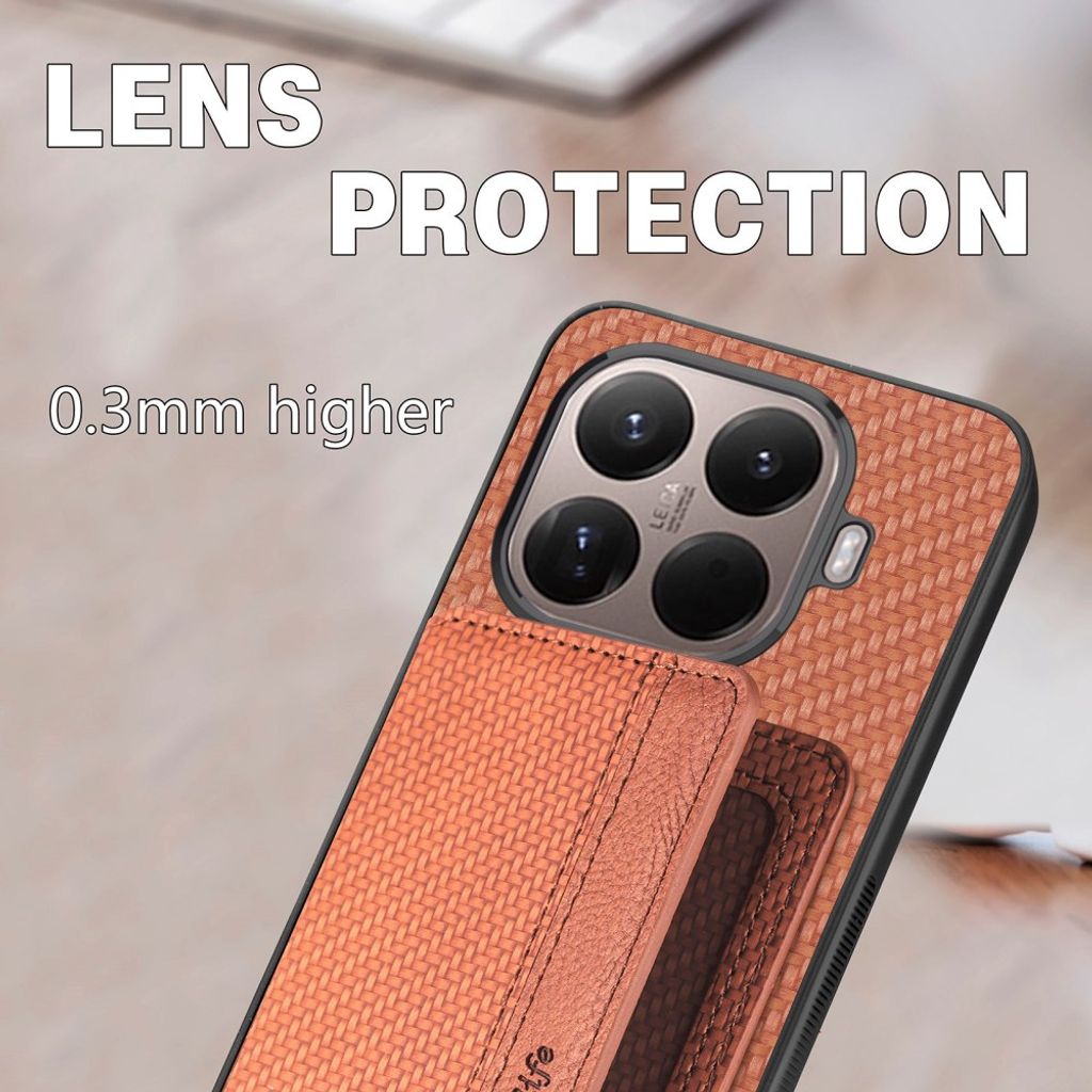 Xiaomi 17T Pro Skal med plånbok och kolfiberstruktur - Svart