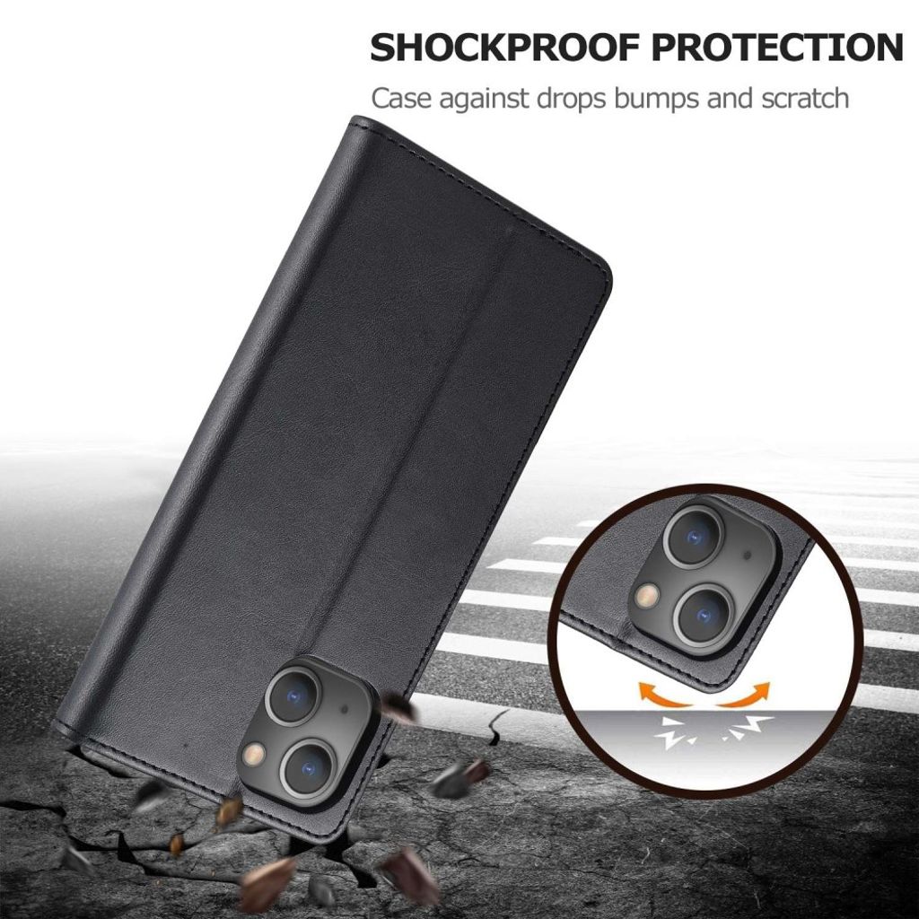 LC.IMEEKE iPhone 14 Lommeboketui med Stativ PU-lær/TPU - Svart