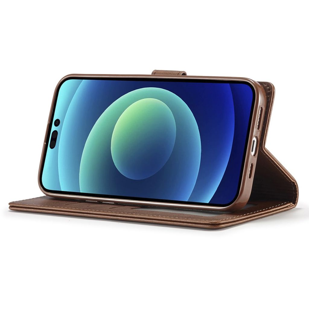 LC.IMEEKE iPhone 15 Pro Max Lompakkokotelo - Ruskea