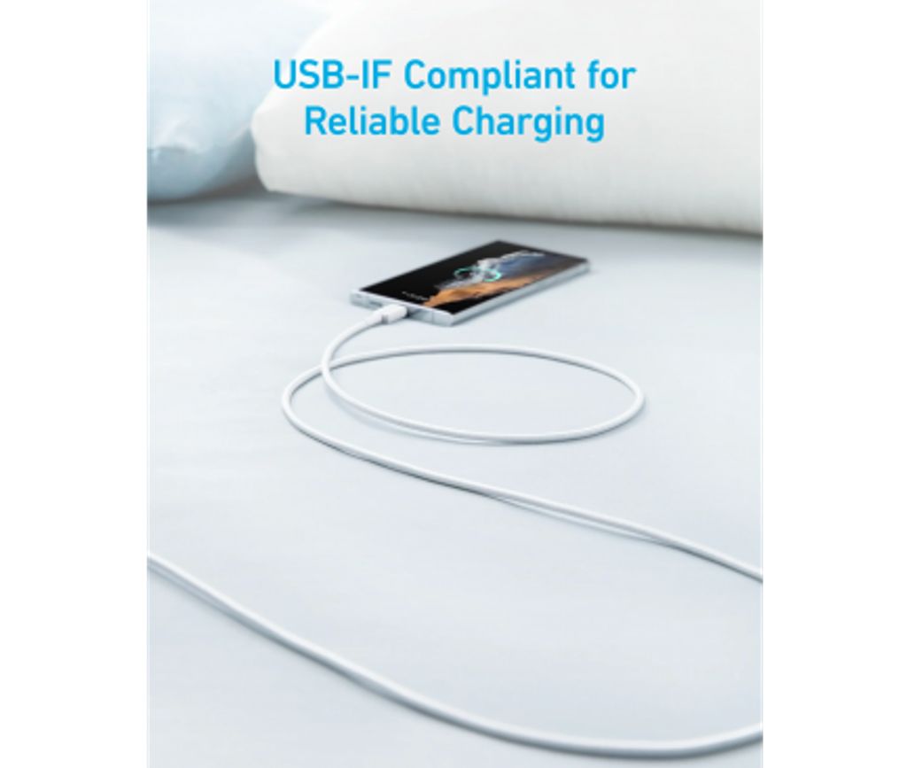 Anker 322 USB-A til USB-C-kabel 18W, 1,8m – hvit