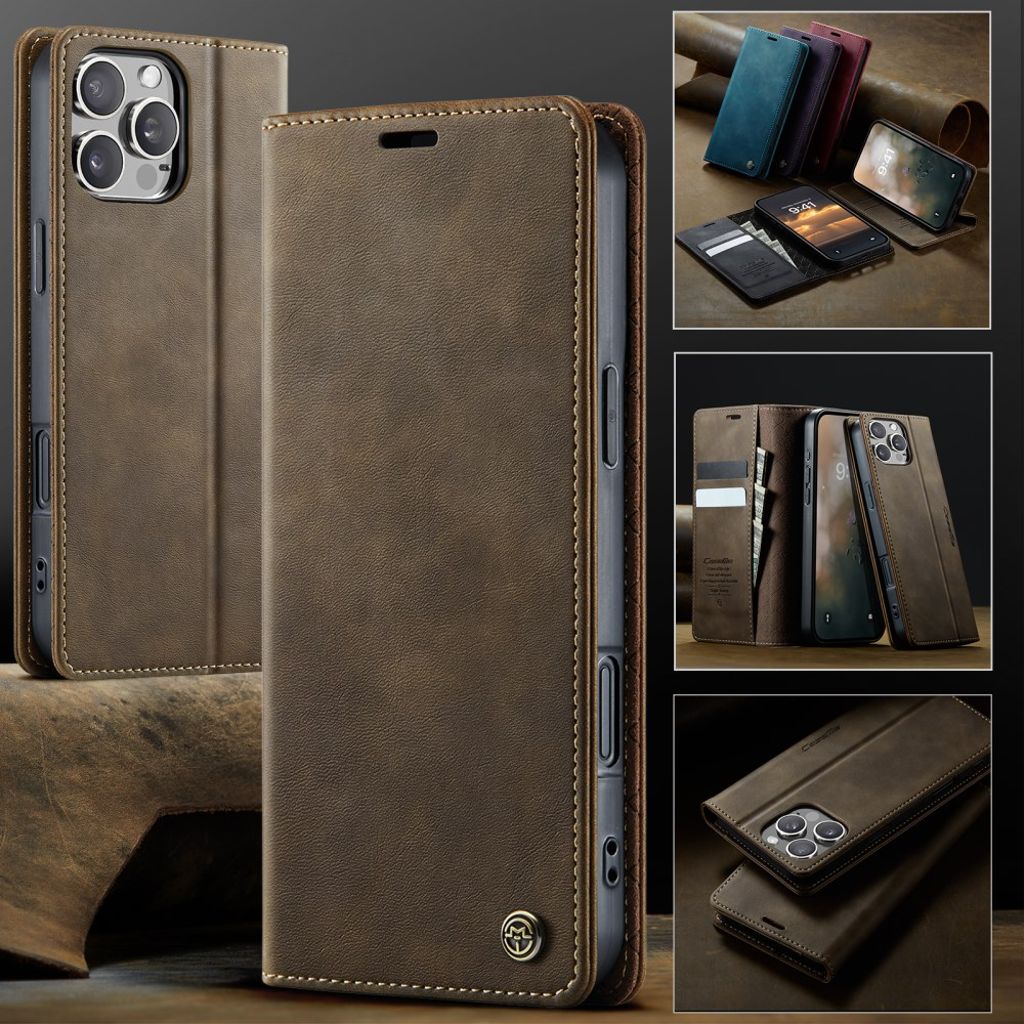 CASEME iPhone 16 Pro Max RFID Blocking Wallet Cover – Brown