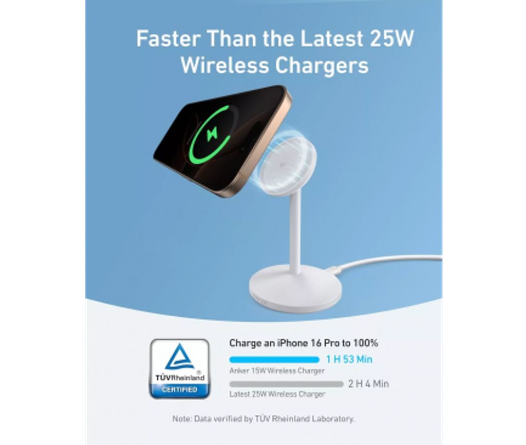 Anker MagGo trådlös laddare, 15W – Vit