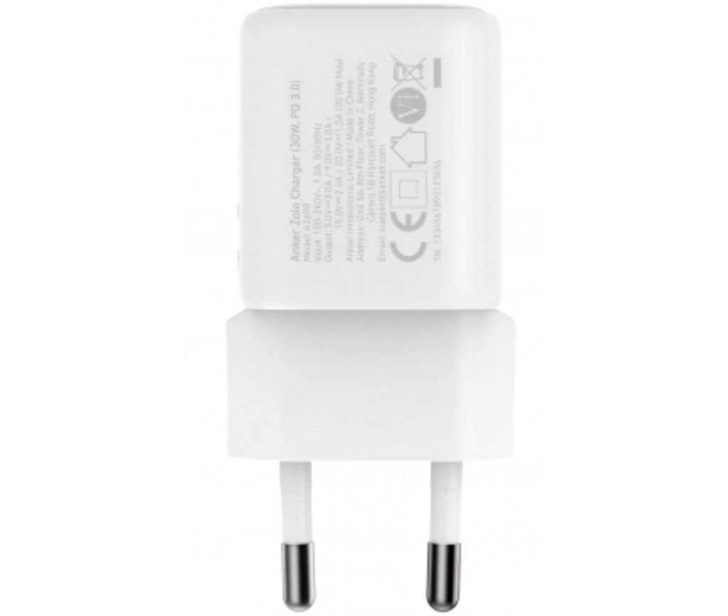 Anker Zolo vægoplader 30W USB-C – Hvid