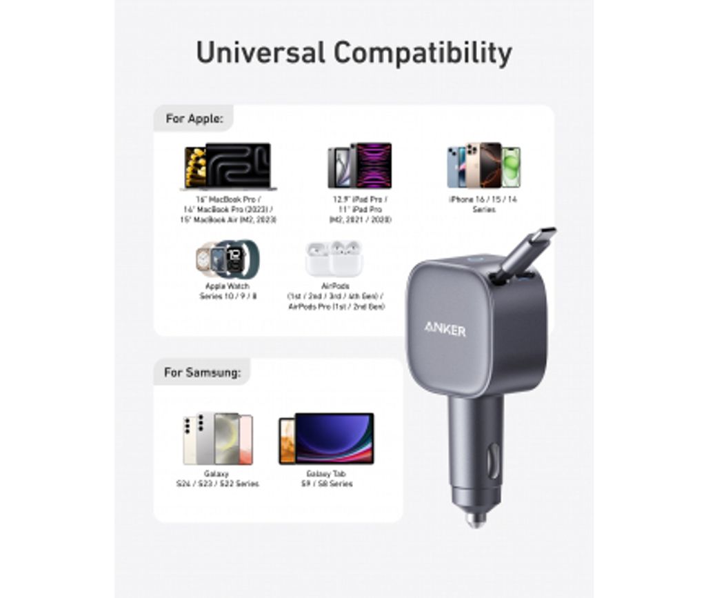 Anker Nano billader 75W USB-C med USB-C-kabel – grå