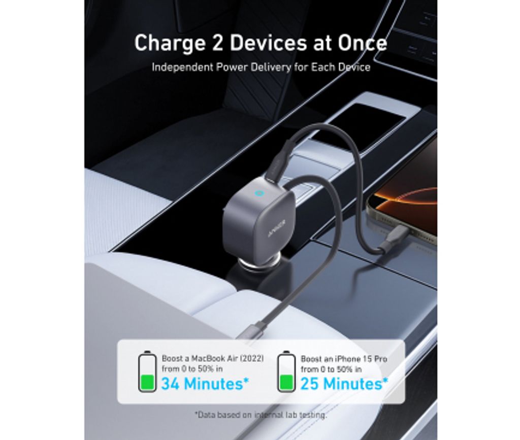 Anker Nano billader 75W USB-C med USB-C-kabel – grå