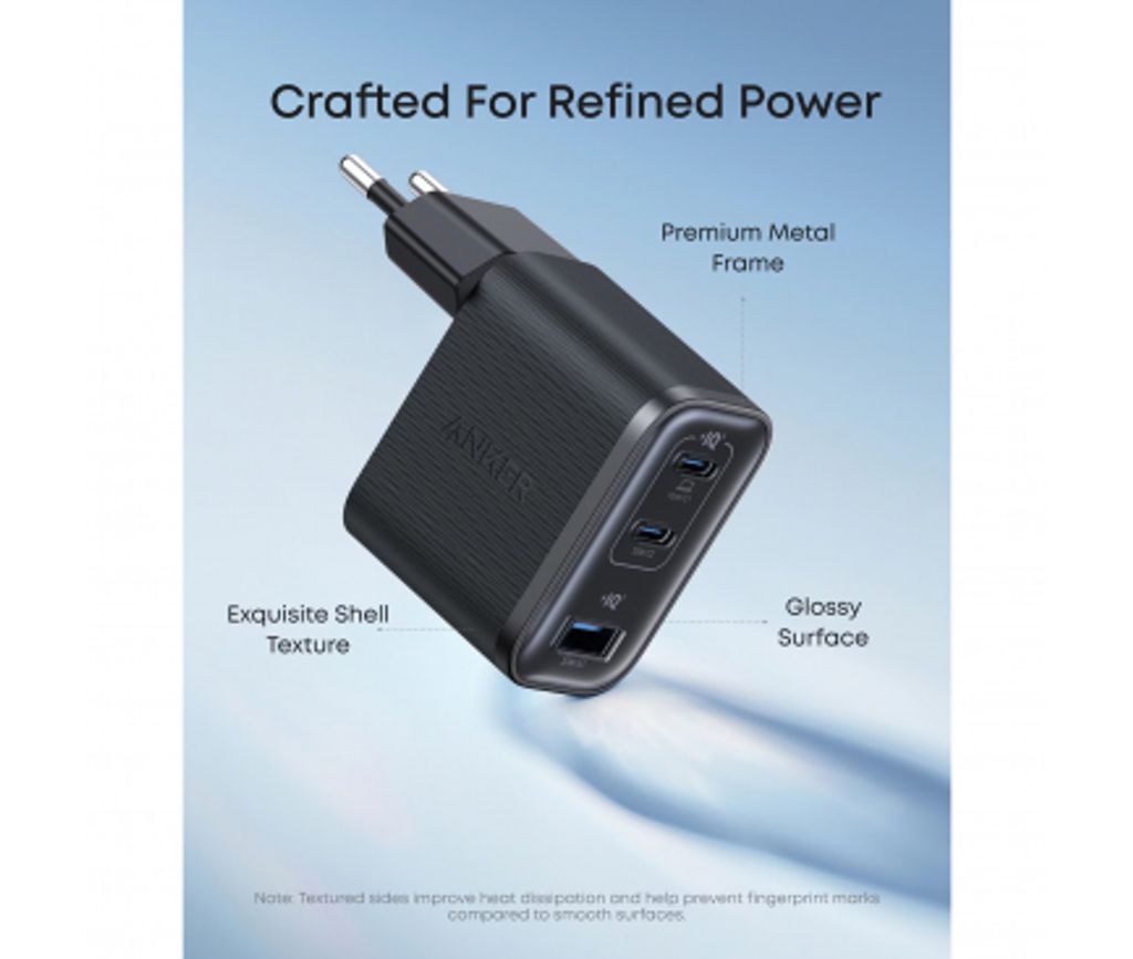 Anker Nano vægoplader 70W, 3.5A, 1x USB-A / 2x USB-C – Sort