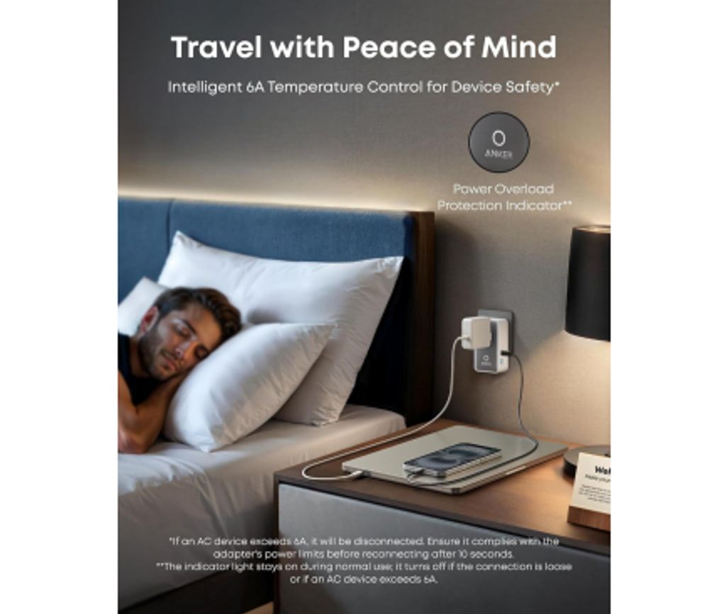 Anker Nano Travel universell reiseadapter 20W, 3A, 2x USB-A og 2x USB-C - hvit
