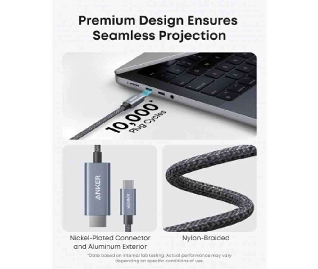 Anker Nano USB-C til HDMI-videokabel 1,8 m - Grå