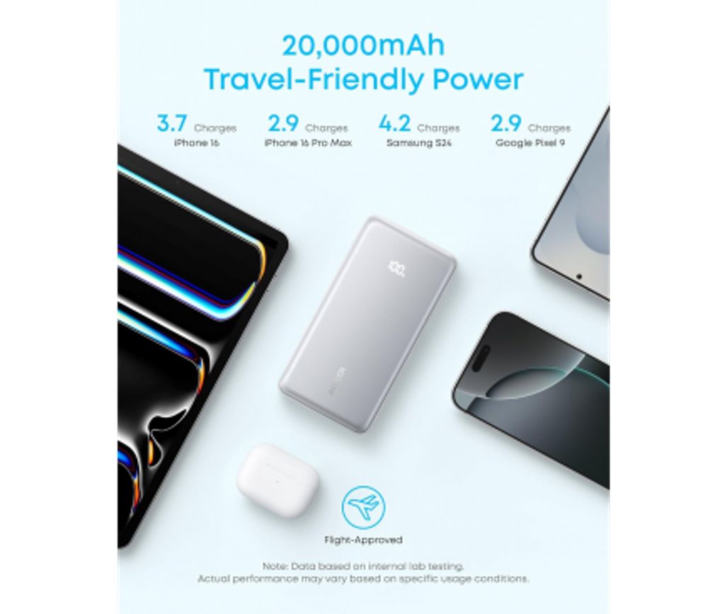Anker Zolo varavirtalähde 10000mAh, 22.5W QC+PD USB-C-kaapelilla - Musta