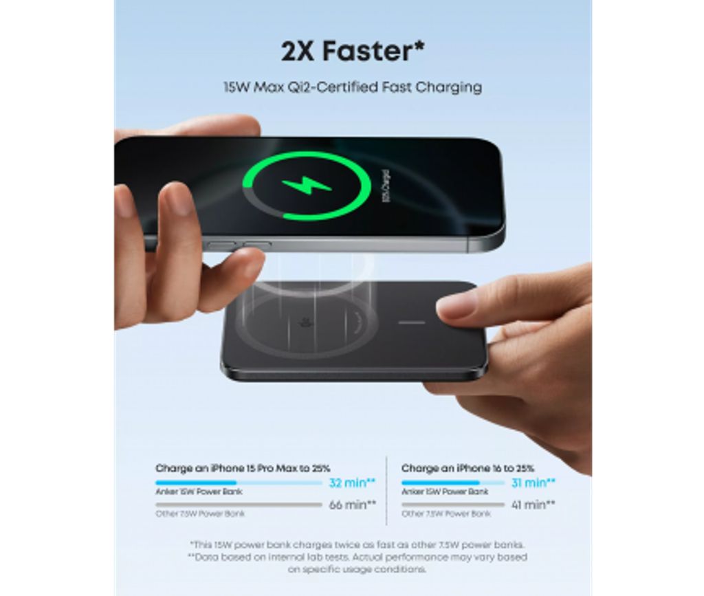 Anker Nano trådlös powerbank 5000mAh, 20W, PD + FQI – svart