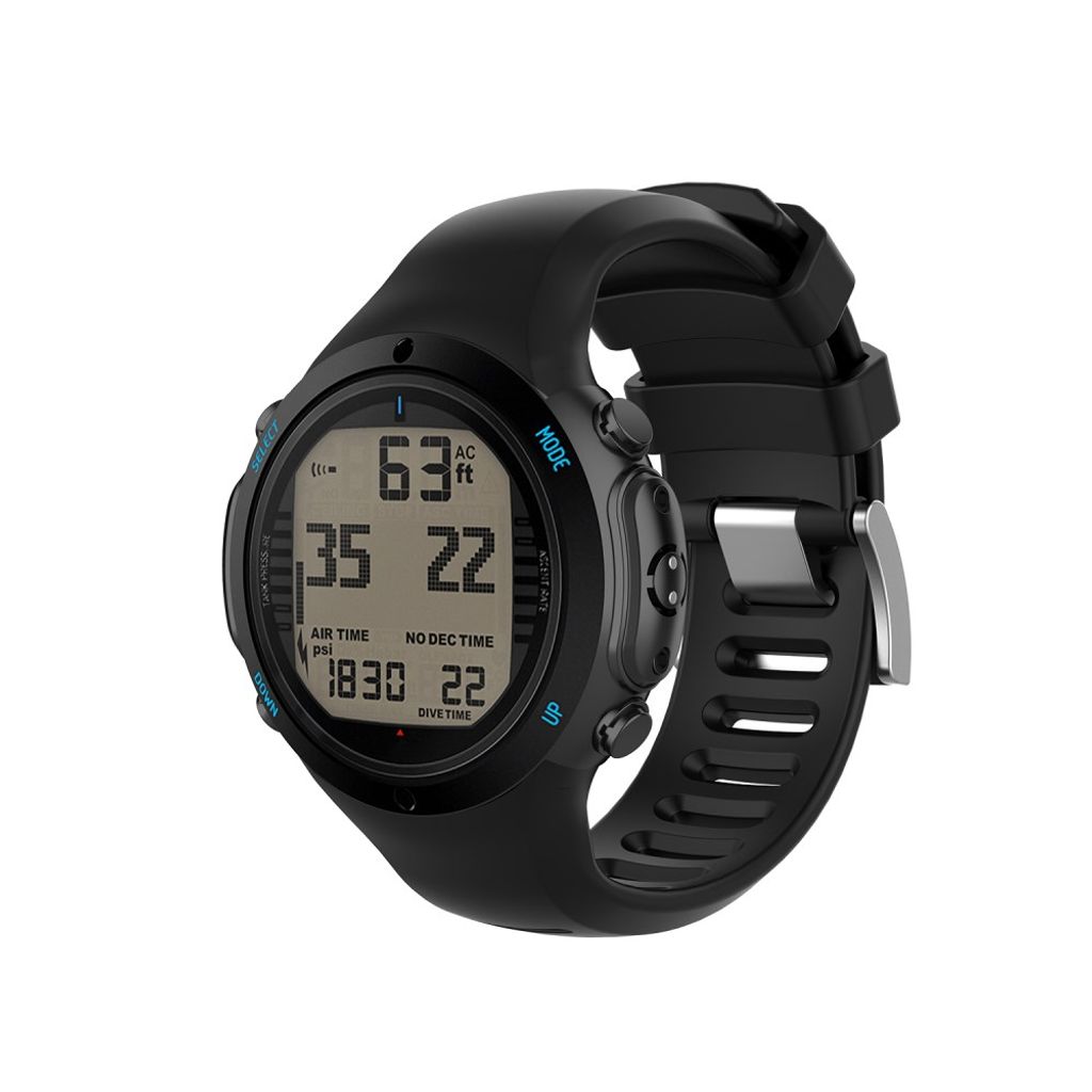 Suunto D6 Dive/D6i Novo/Zulu -kellon ranneke silikonilla – musta