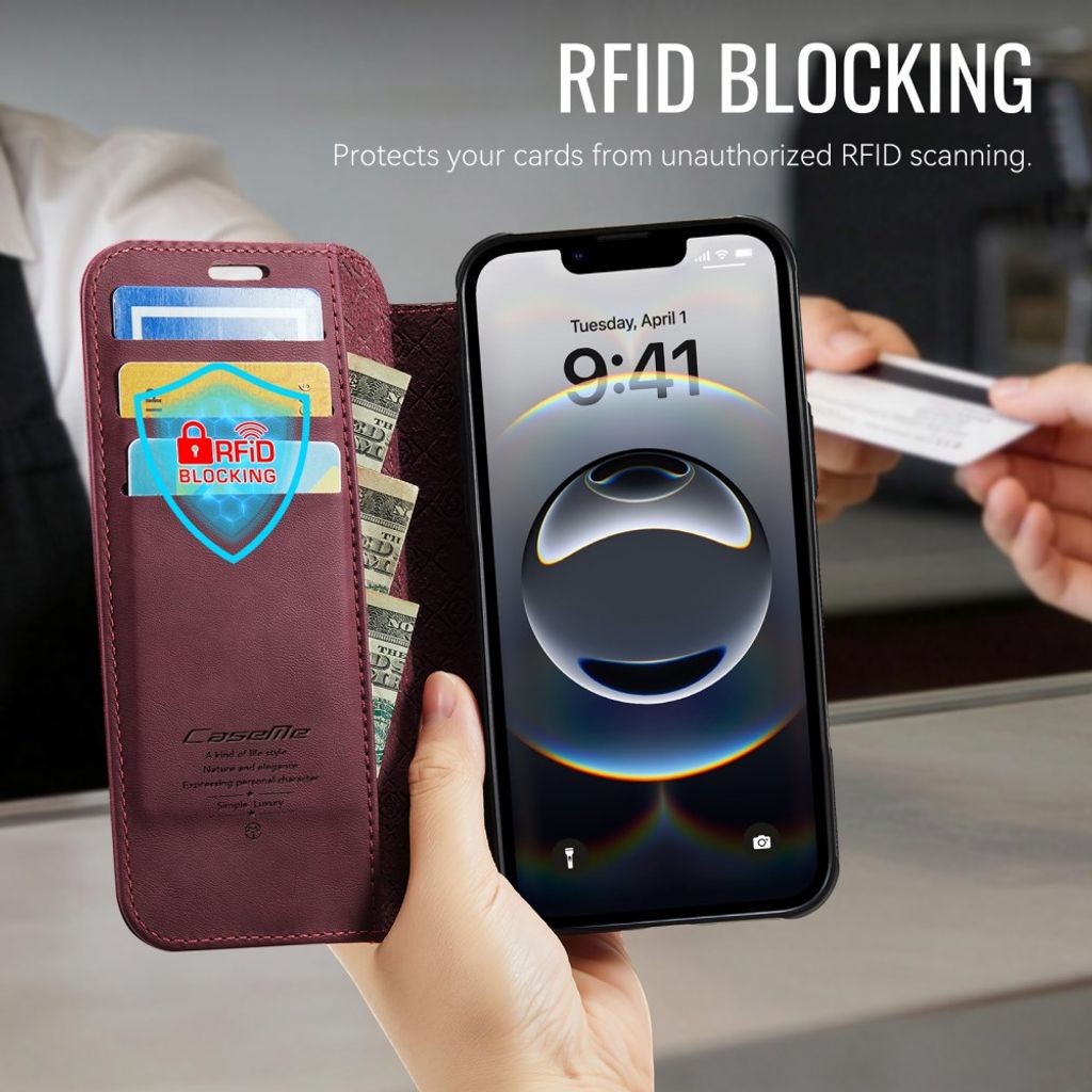 CASEME 053 iPhone 16e/iPhone 17e Lommeboketui MagSafe RFID Blokkerende - Rød