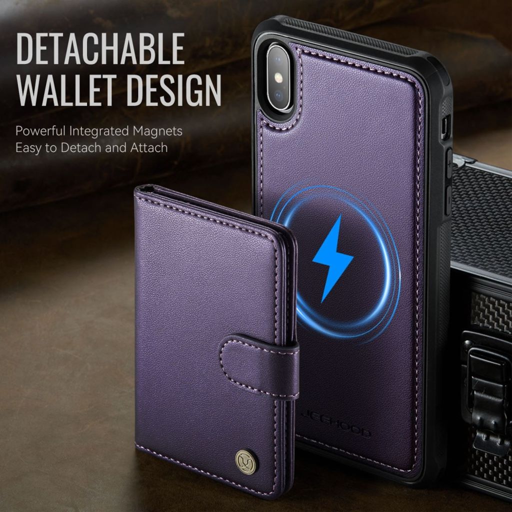 JEEHOOD iPhone XS Max Cover RFID-blokerende Kortholder – Lilla