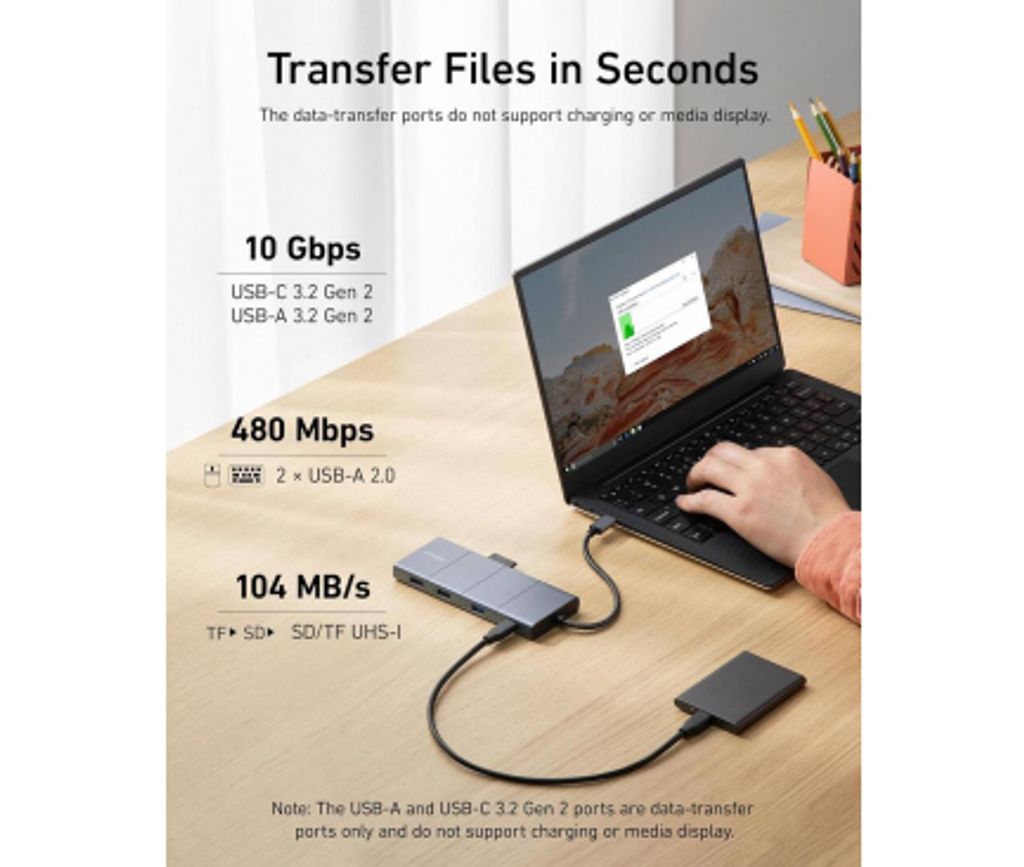 Anker PowerExpand USB-C -keskitin USB-A/USB-C /DisplayPort/HDMI/3.5mm/RJ45/SD/microSD