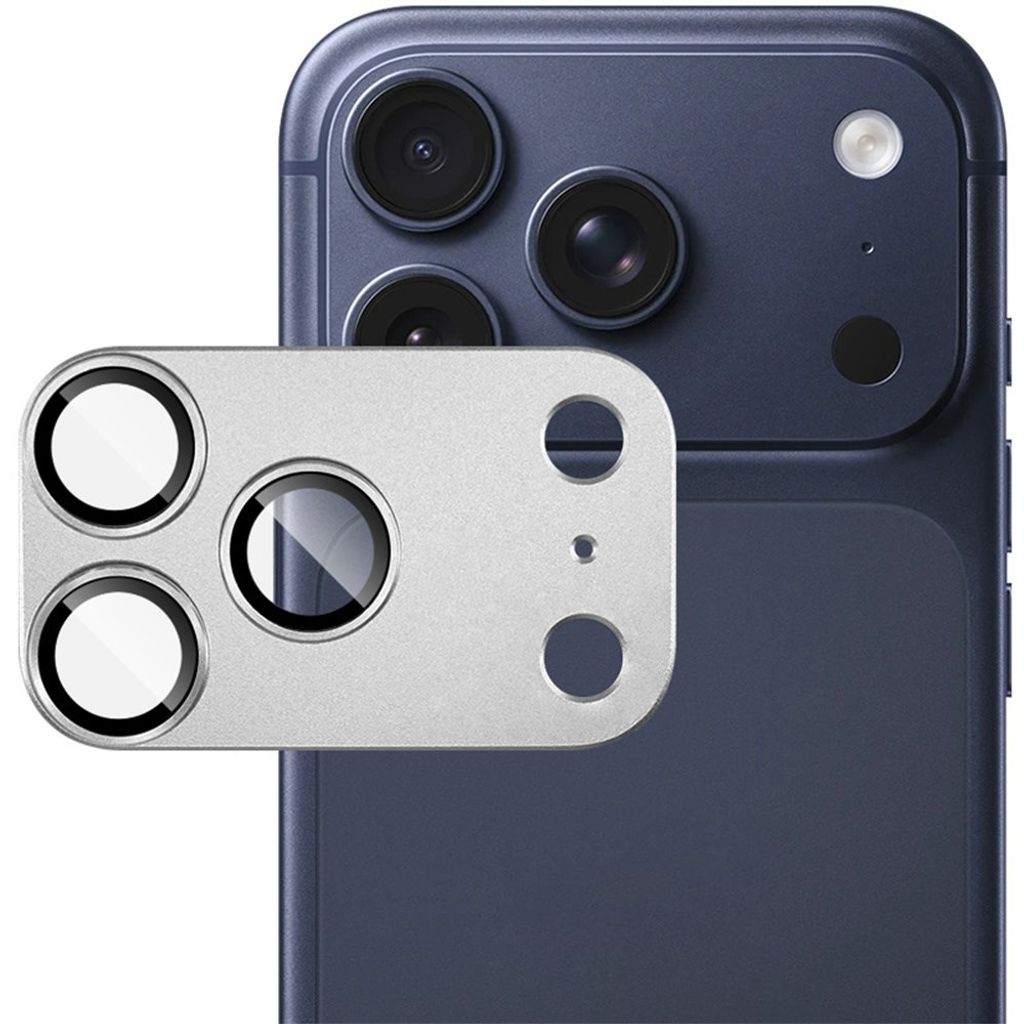 IMAK iPhone 18 Pro Max Linssinsuoja Karkaistusta Lasista ja Metallista - Hopea